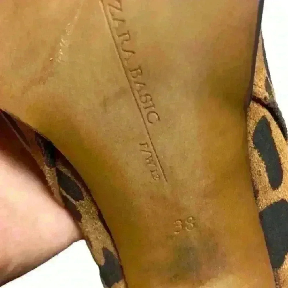 - Zara basic cheetah print boots ankle length heeled Sz 38(7.5) - Picture 5 of 8